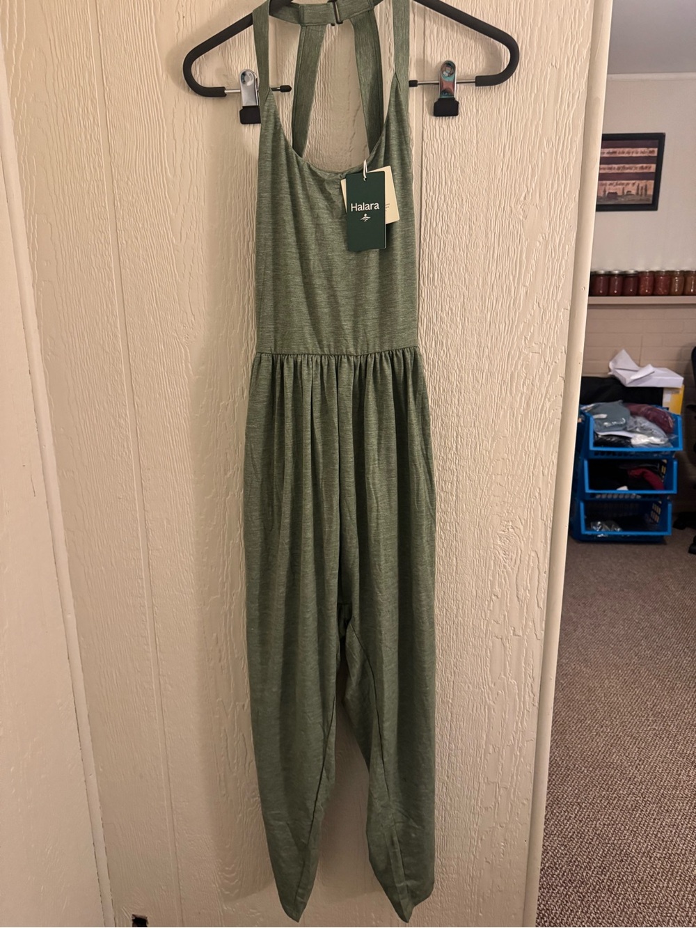 HALARA NWT Olive Green Halter Jumpsuit